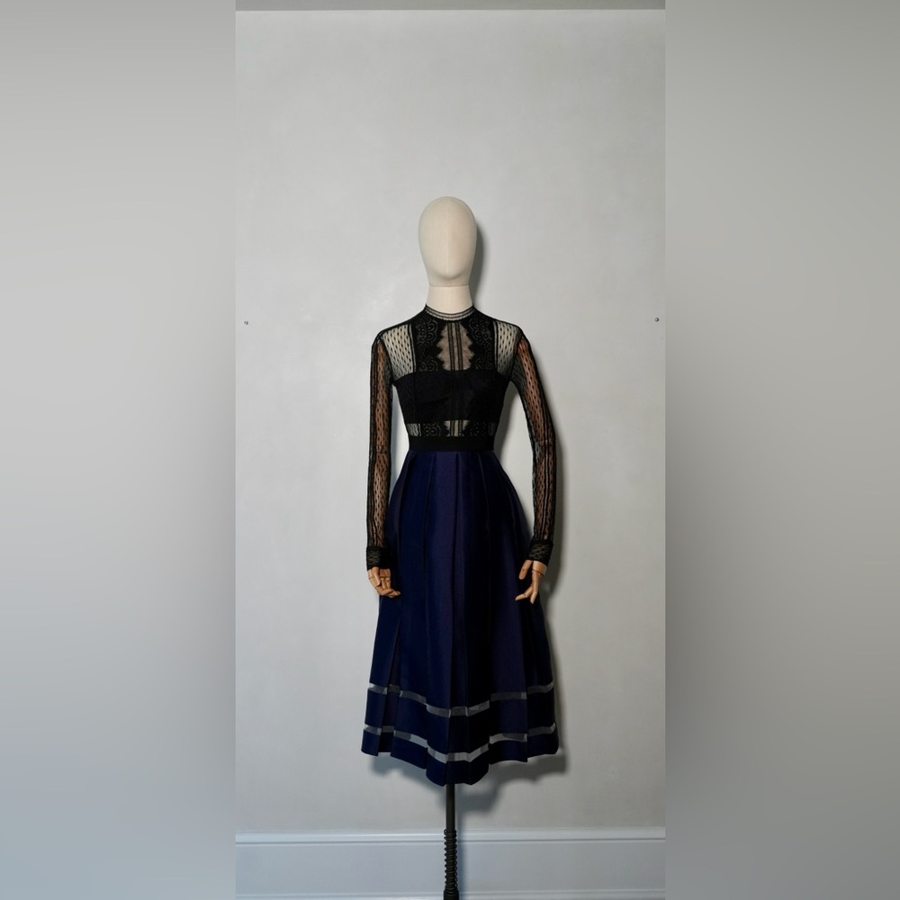 Self-Portrait Black and Navy Lace Dress